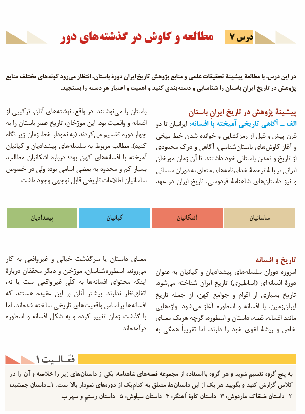 درس 7: مطالعه و کاوش در گذشته های دور | فصل سوم: ایران در عصر باستان؛ سرآغاز هویت ایرانی | تاریخ (1)